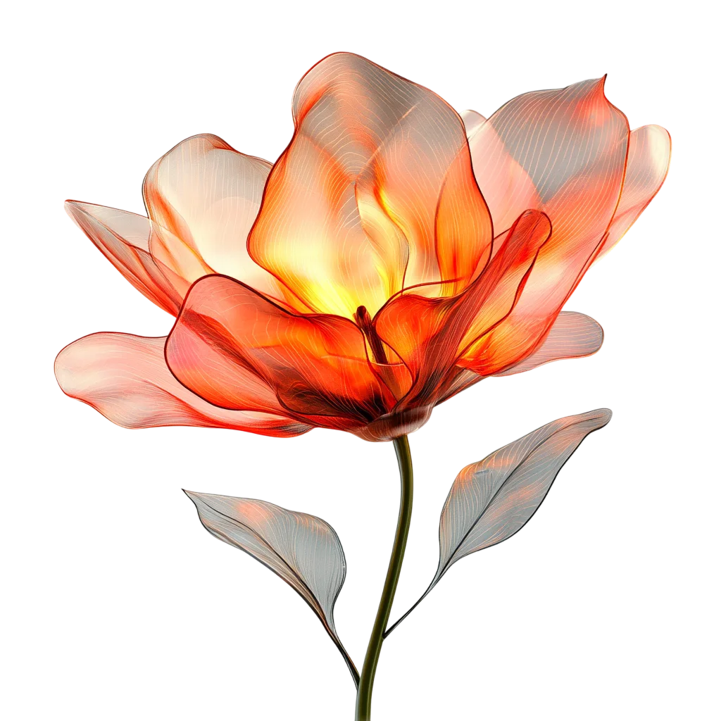 Glowing Orange Flower with Translucent Petals - Free PNG