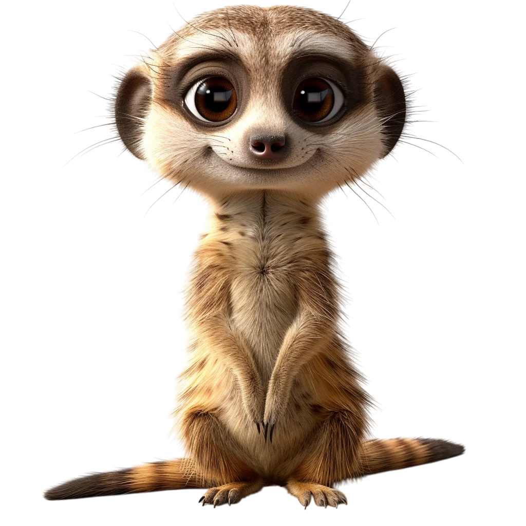 Cute Cartoon Meerkat Sitting Pose PNG
