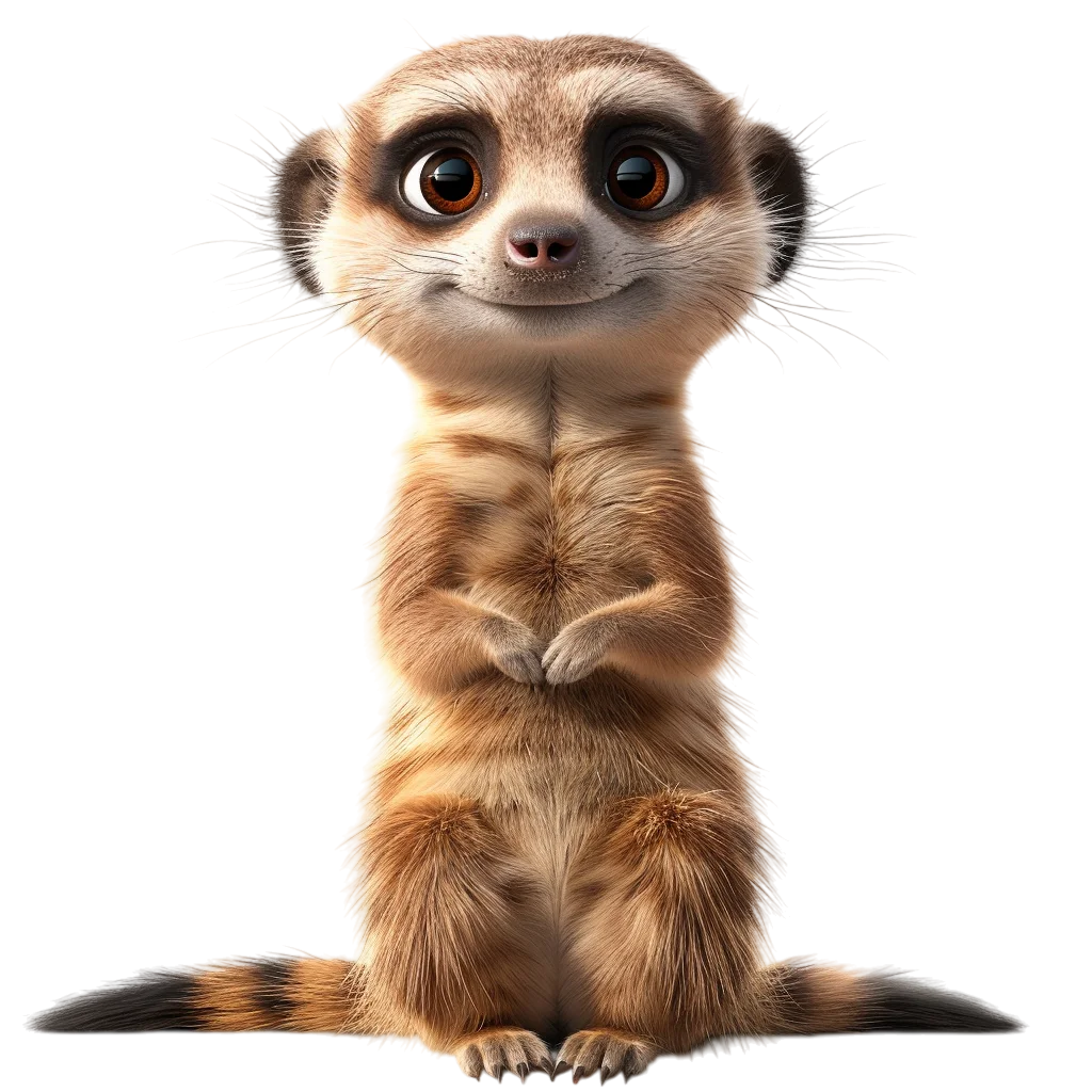 Cute Cartoon Meerkat Standing Tall PNG