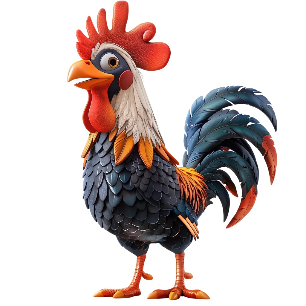 Cute Cartoon Rooster Side Profile PNG