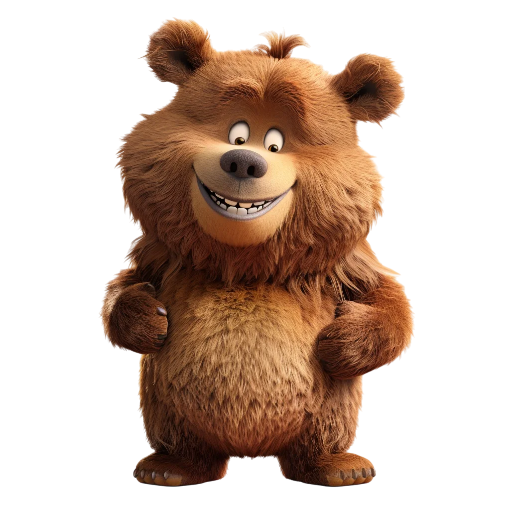 Cute Cartoon Brown Bear Smiling PNG