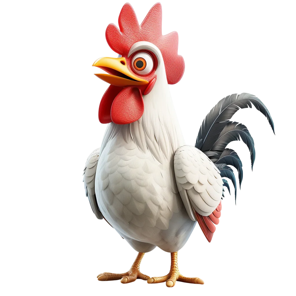 Cute Cartoon Rooster Standing Proud PNG