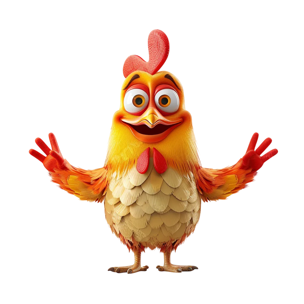 Cute Cartoon Rooster Arms Out Free PNG