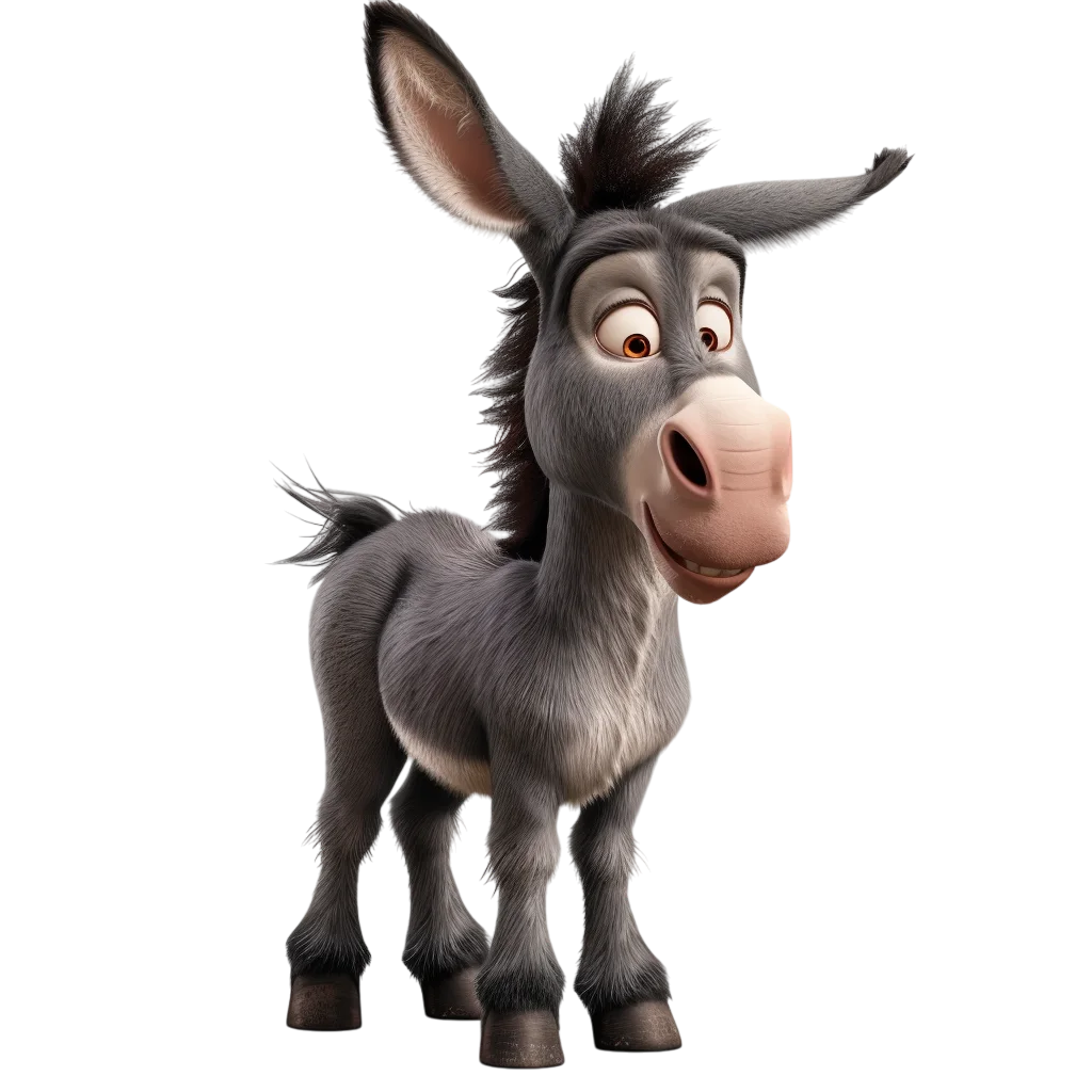 Cute Cartoon Donkey Standing Profile PNG