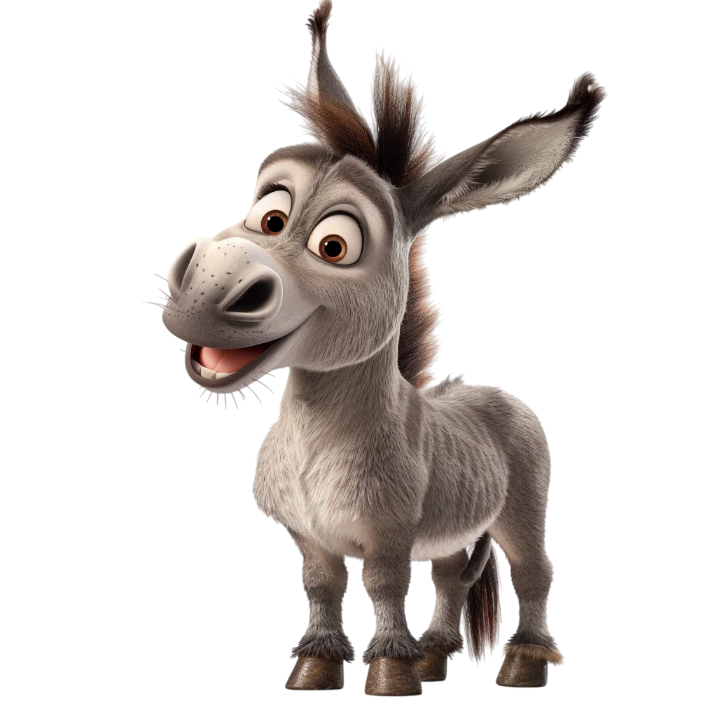 Cute Cartoon Donkey Standing Smiling PNG