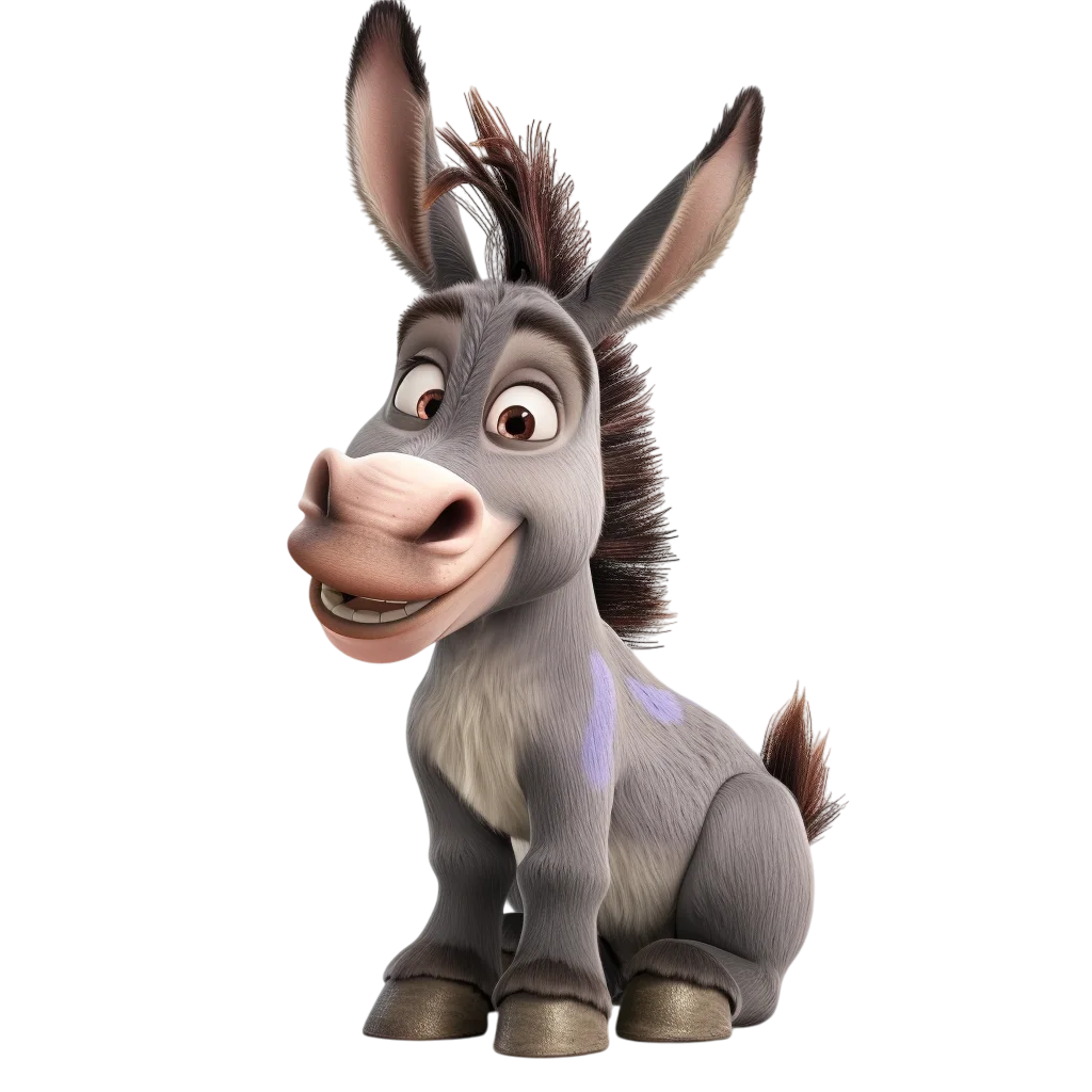 Cute Cartoon Donkey Sitting Smiling PNG