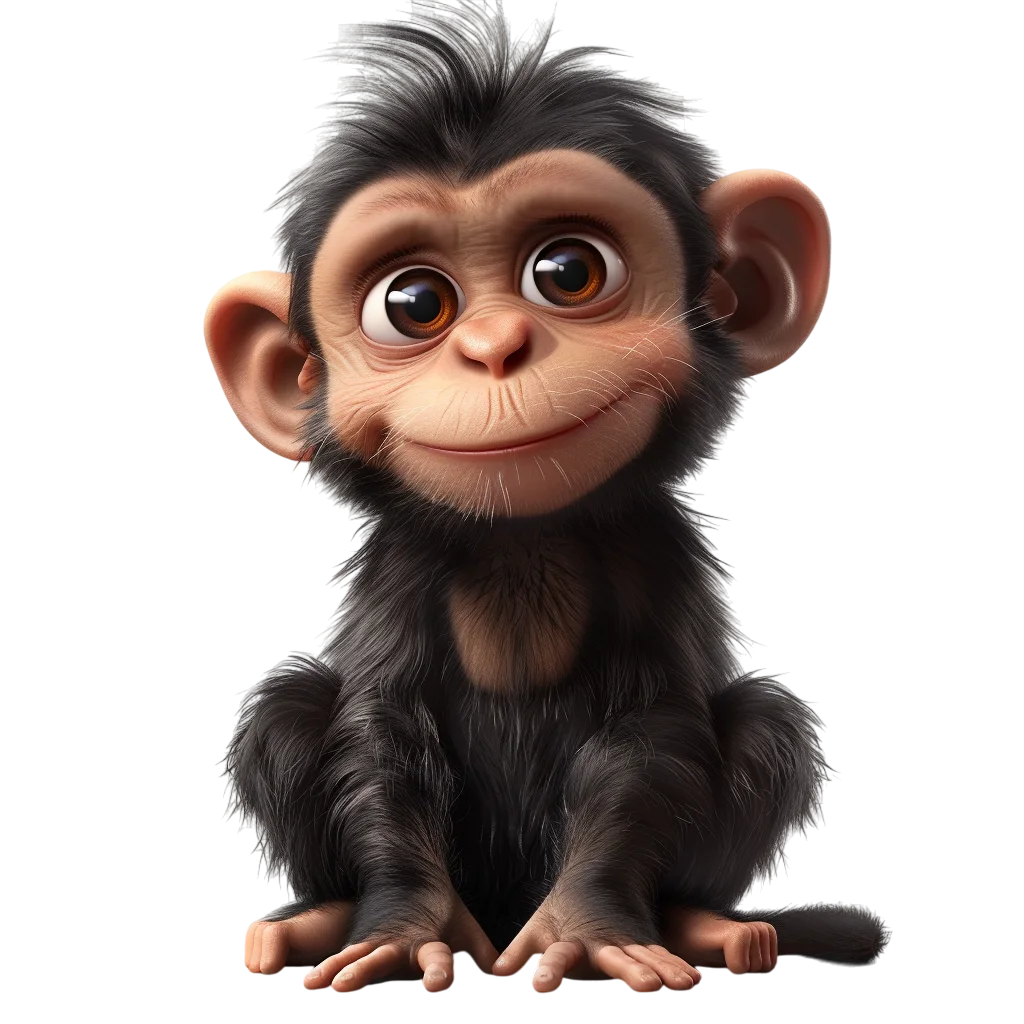 Cute Baby Chimpanzee Sitting Front PNG