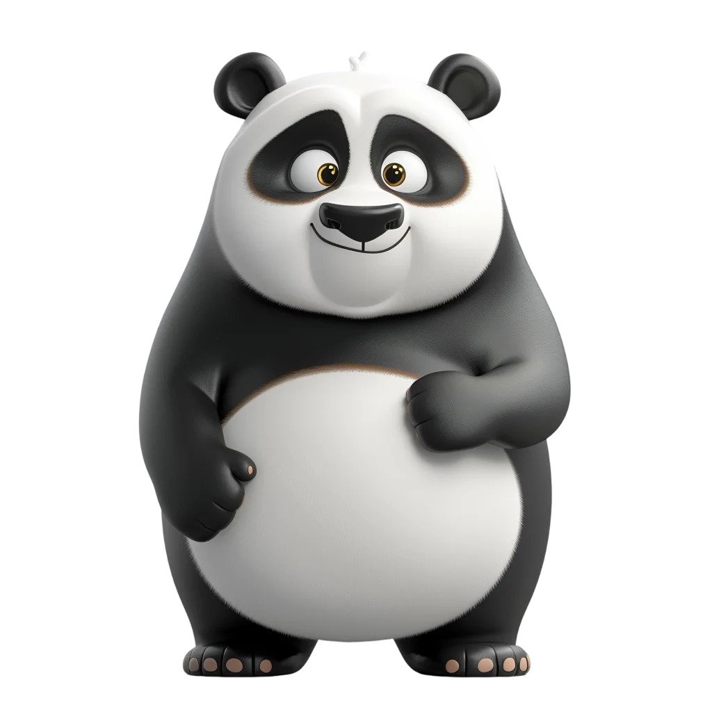 Cute 3D Cartoon Panda Bear Toy PNG