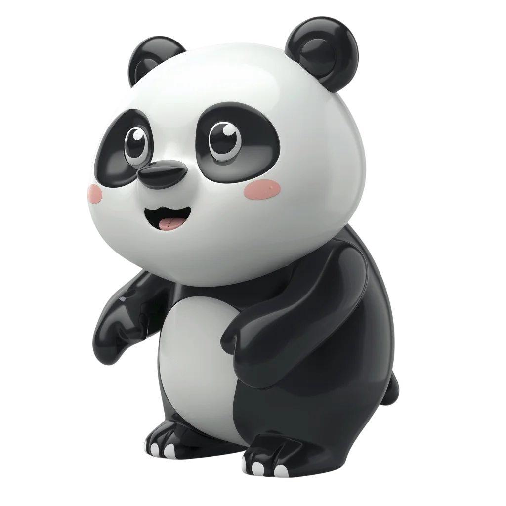 Cute 3D Cartoon Panda Bear Posing PNG