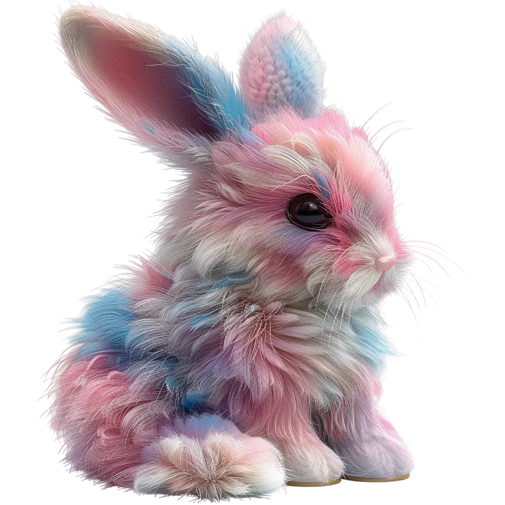 Pastel Fluffy Bunny Illustration Free PNG