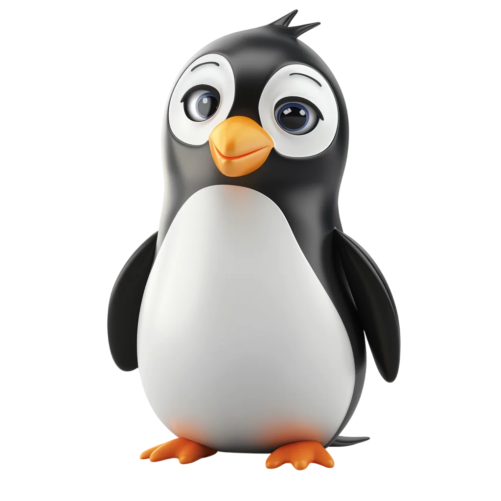 Cute Cartoon Baby Penguin Standing PNG