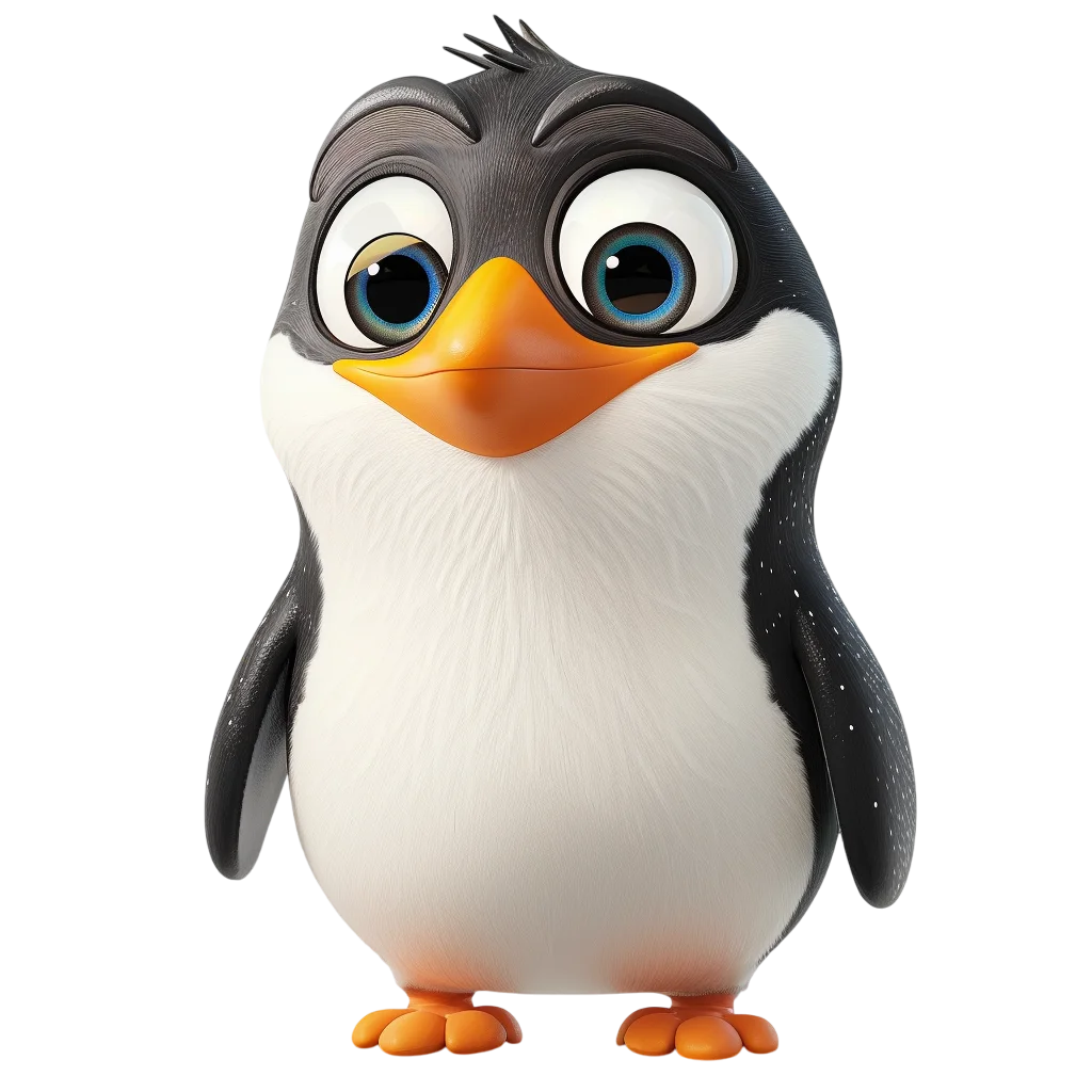 Cute Cartoon Baby Penguin Standing PNG