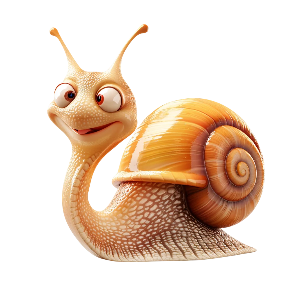 Cute Cartoon Snail With Shell Smiling PNG