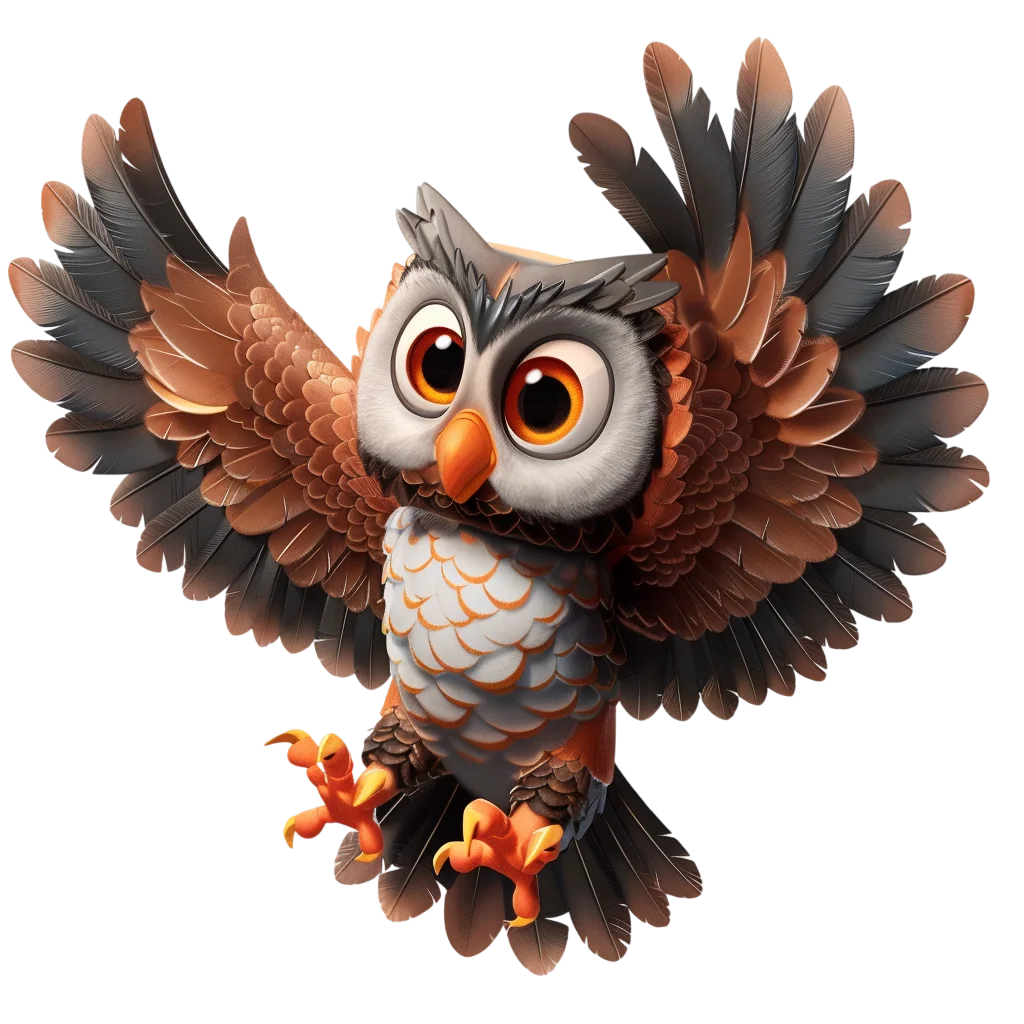 Cute Cartoon Flying Owl Bird Free PNG