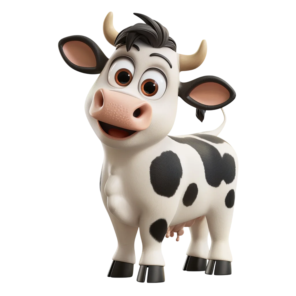 Cute Cartoon Standing Cow Free PNG