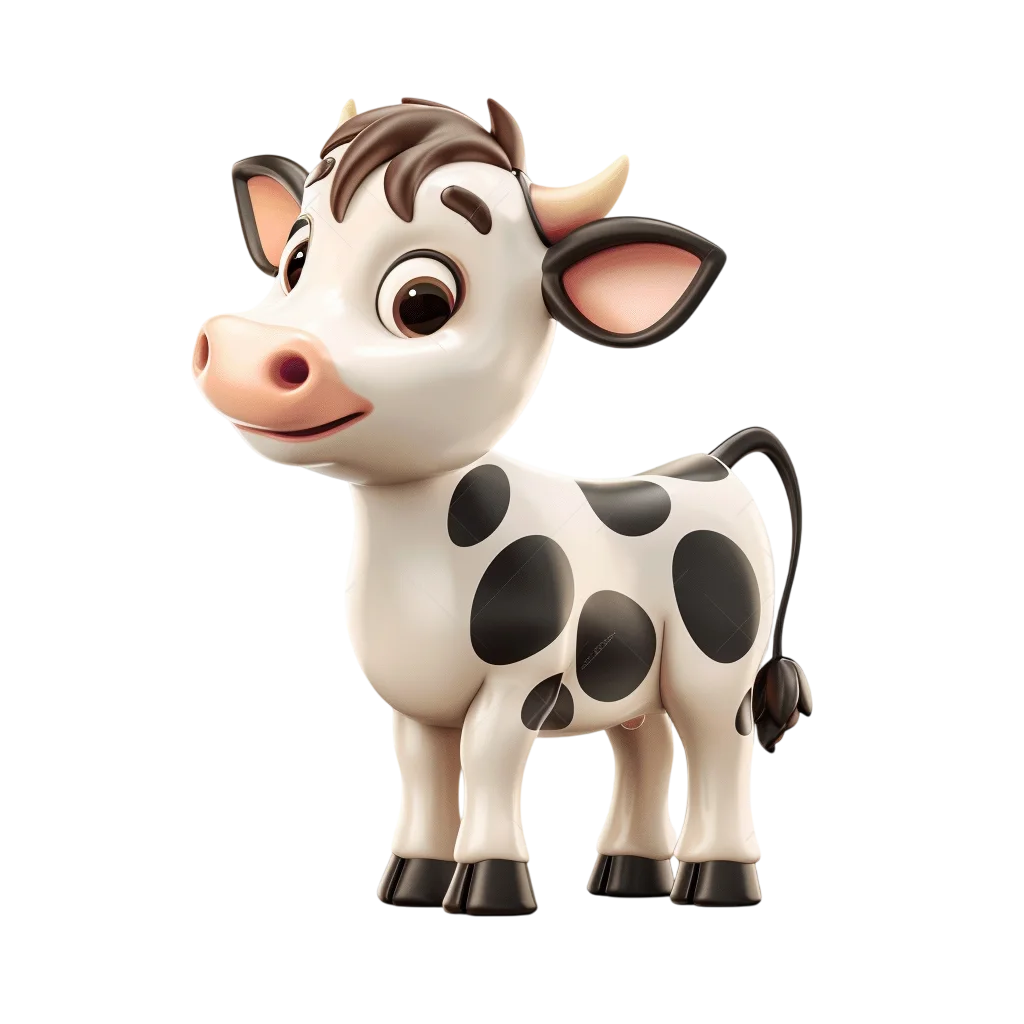 Cute Cartoon Baby Cow Character Free PNG