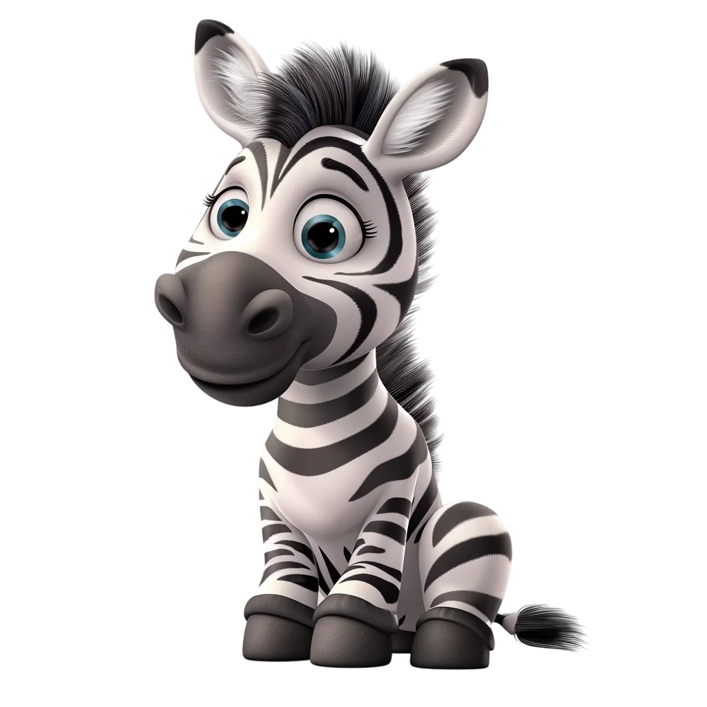 Cute Cartoon Baby Zebra Sitting Free PNG