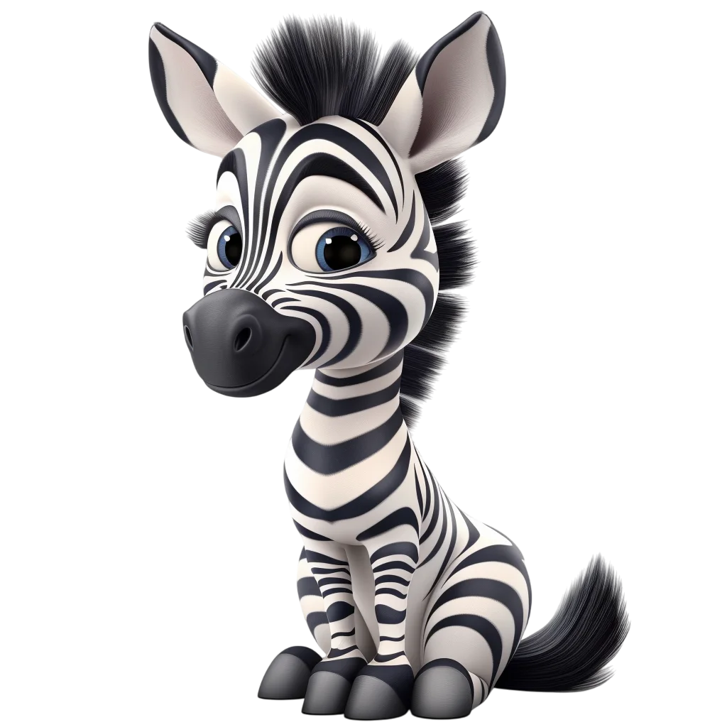 Cute Cartoon Baby Zebra Character Free PNG Asset