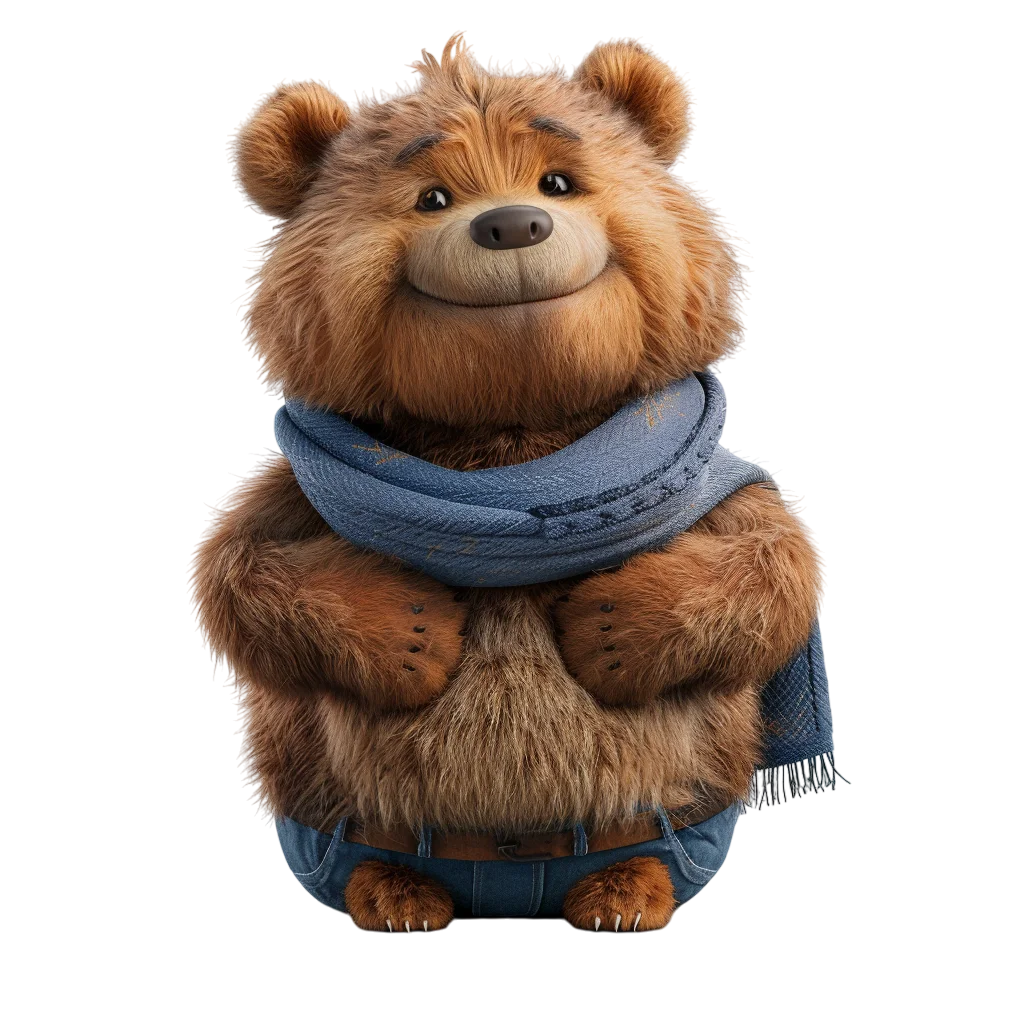 Cute Cartoon Winter Bear Free PNG