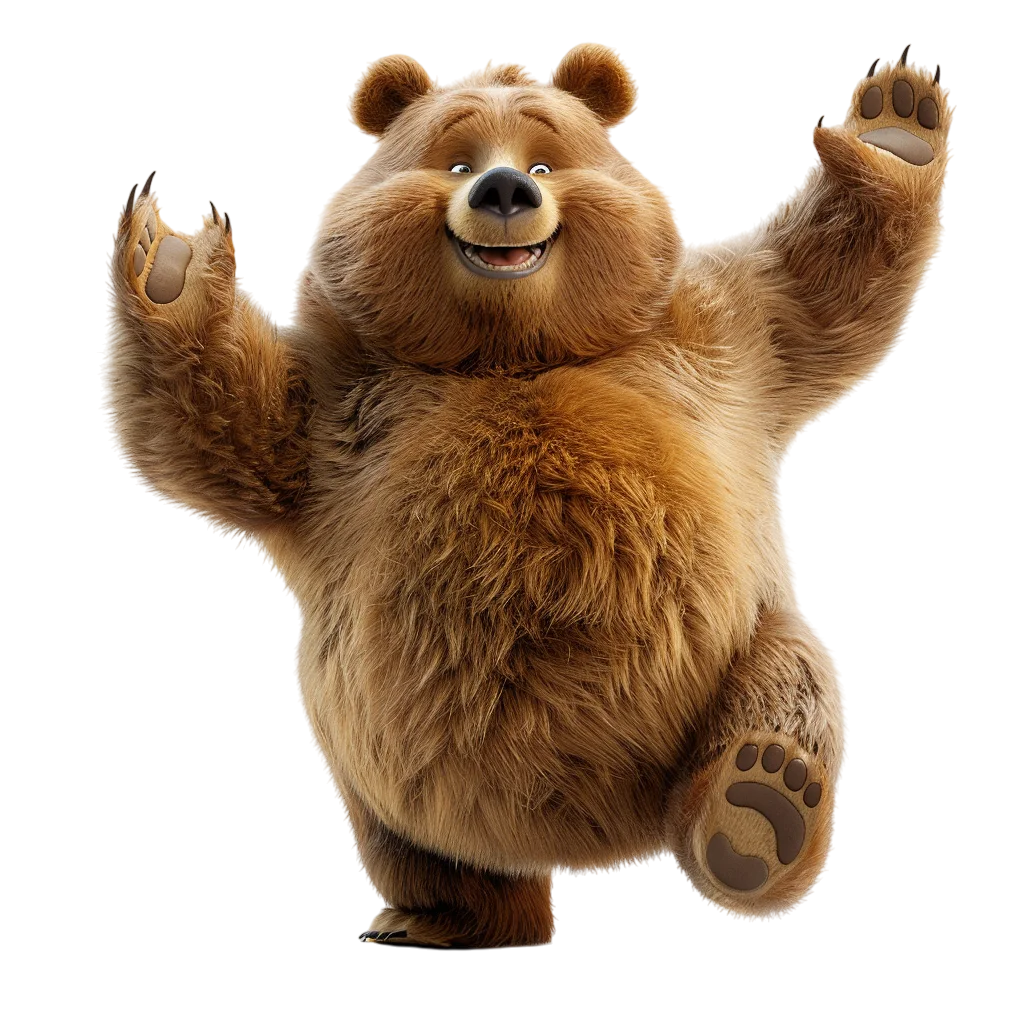 Cute Cartoon Dancing Bear Free PNG