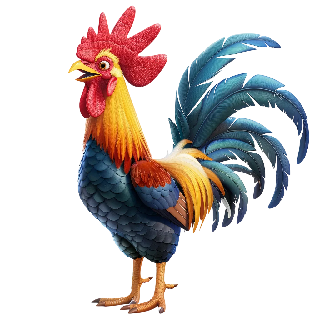 Colorful Cartoon Rooster Free PNG Asset