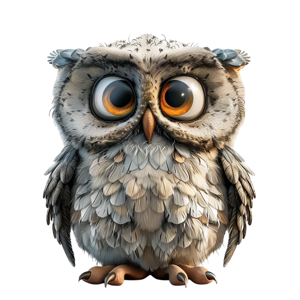 Cute Cartoon Owl Character Free PNG