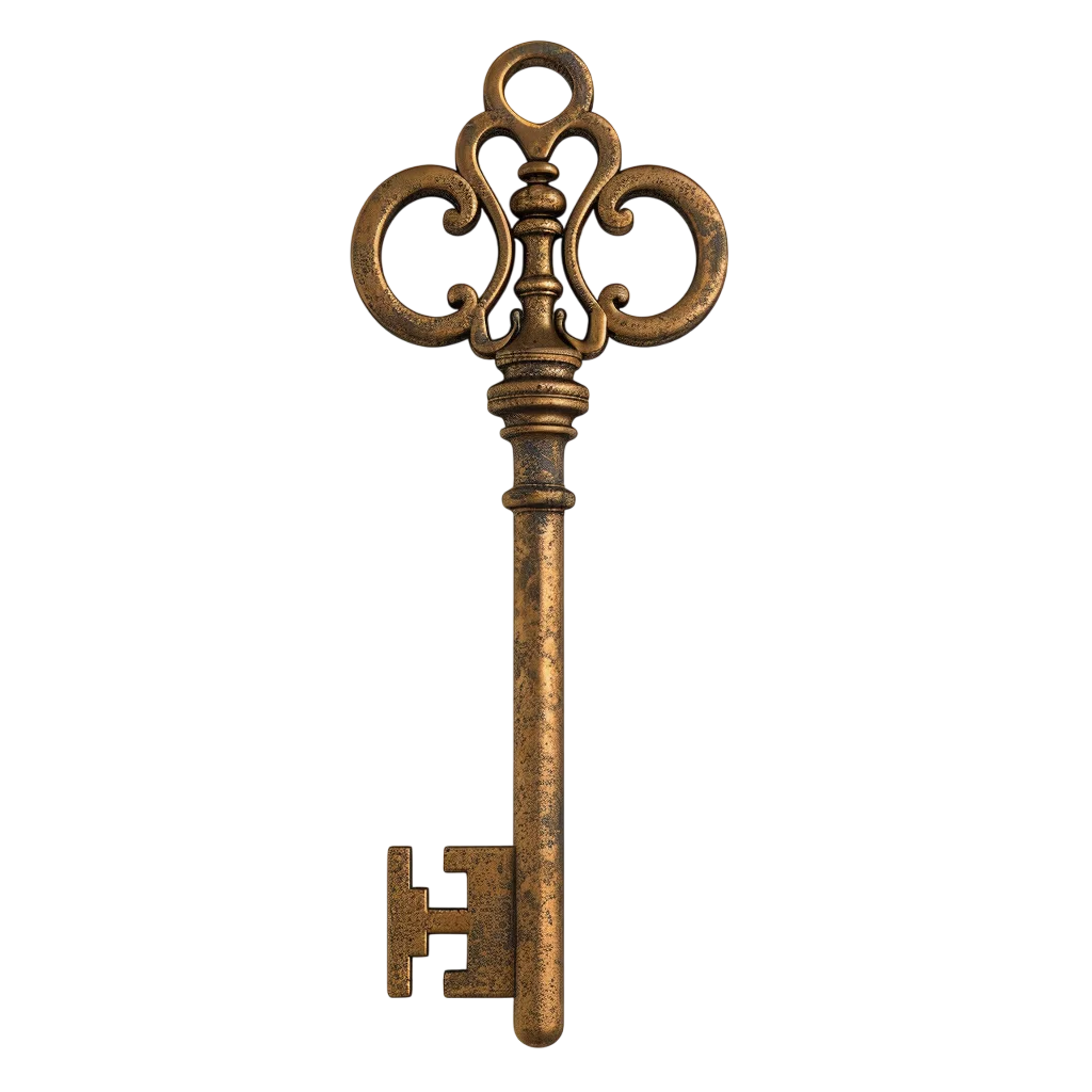 Vintage Bronze Key Metal Free PNG