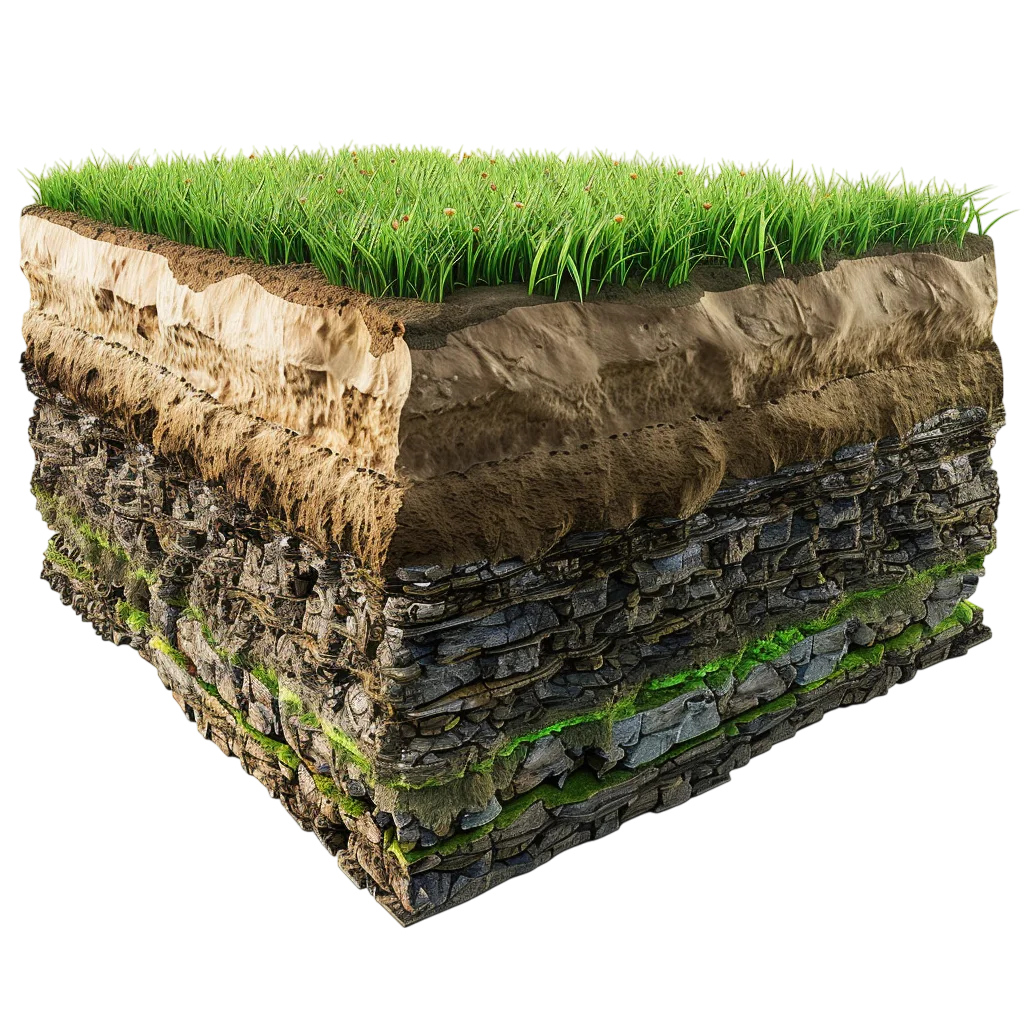 Thick Soil Layer Earth Block Free PNG Image