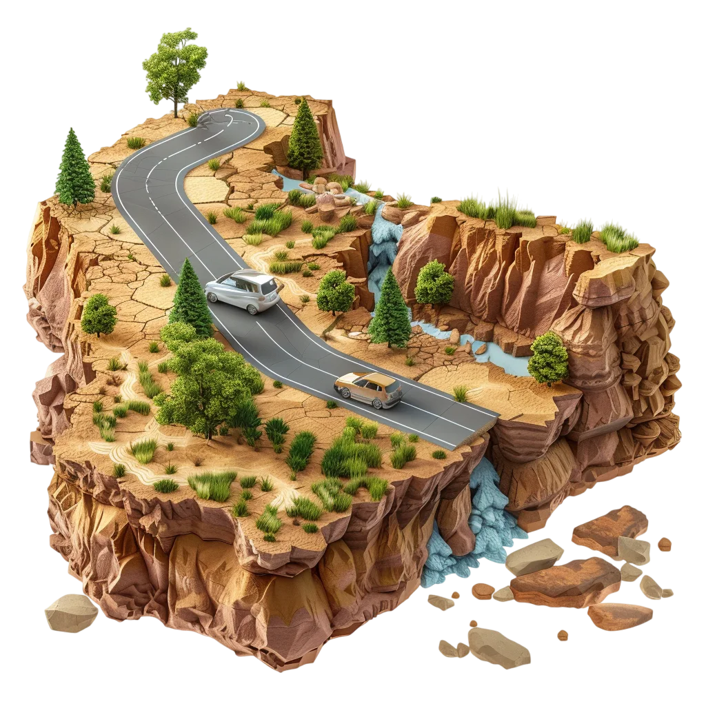 Curved Canyon Road Island Free PNG