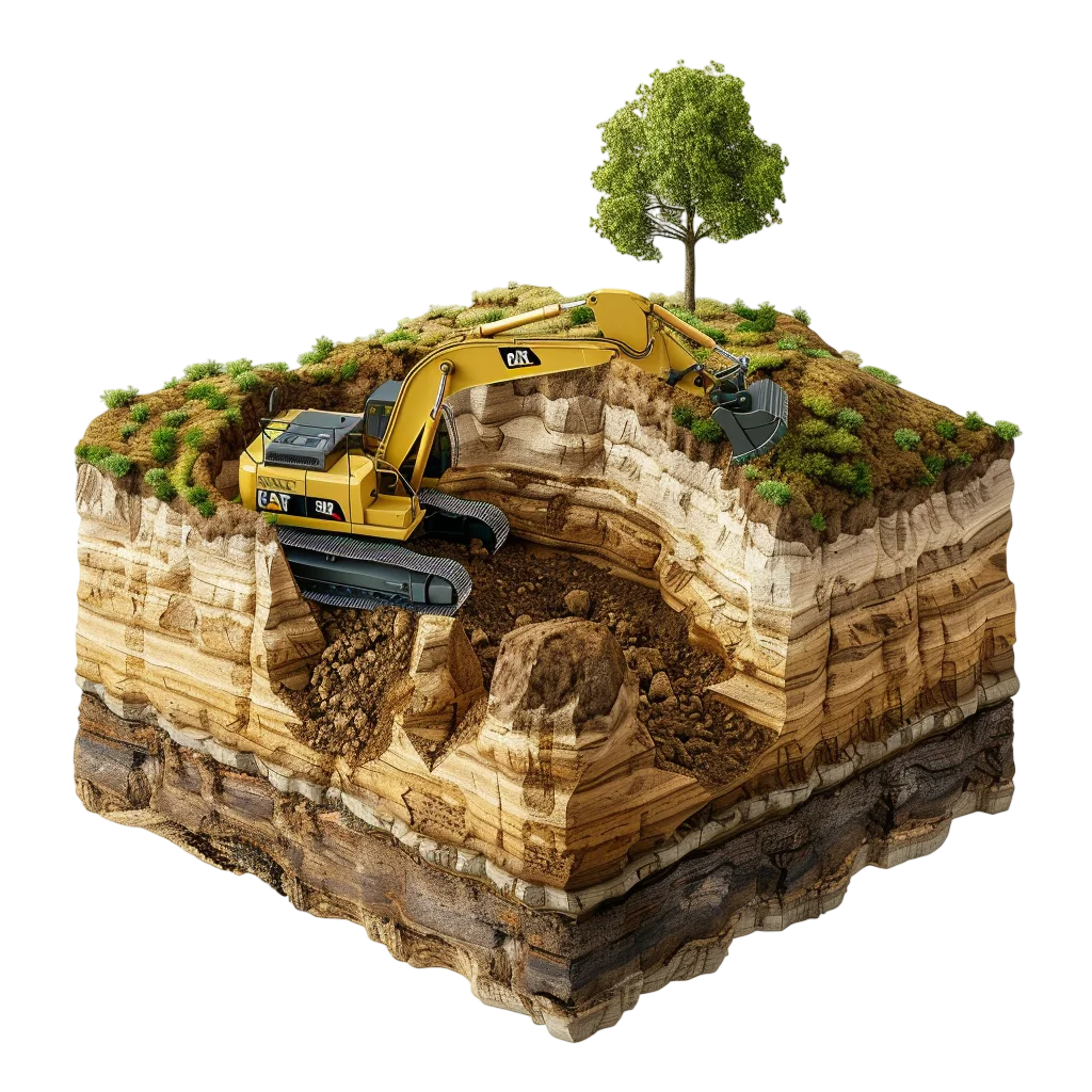 Excavator Construction Earth Block Free PNG