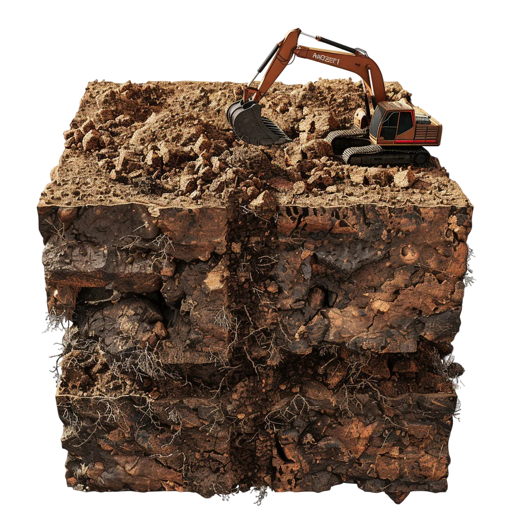 Mining Excavator Earth Block Free PNG
