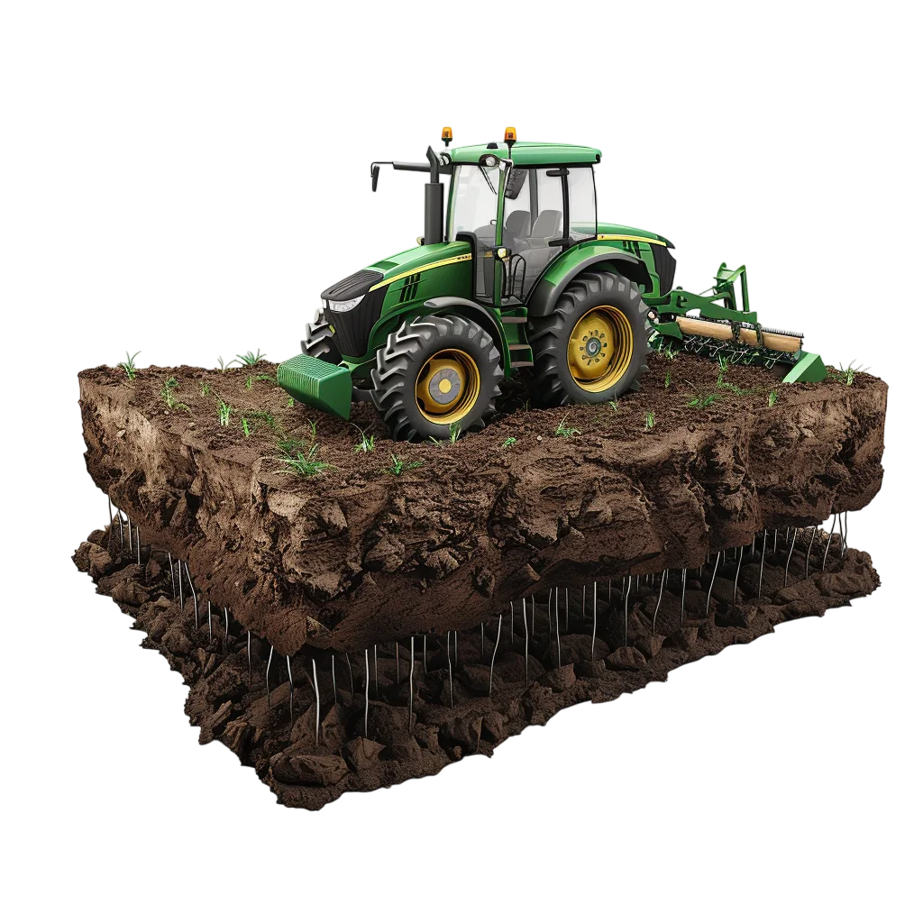 Farm Tractor On Soil Island Free PNG