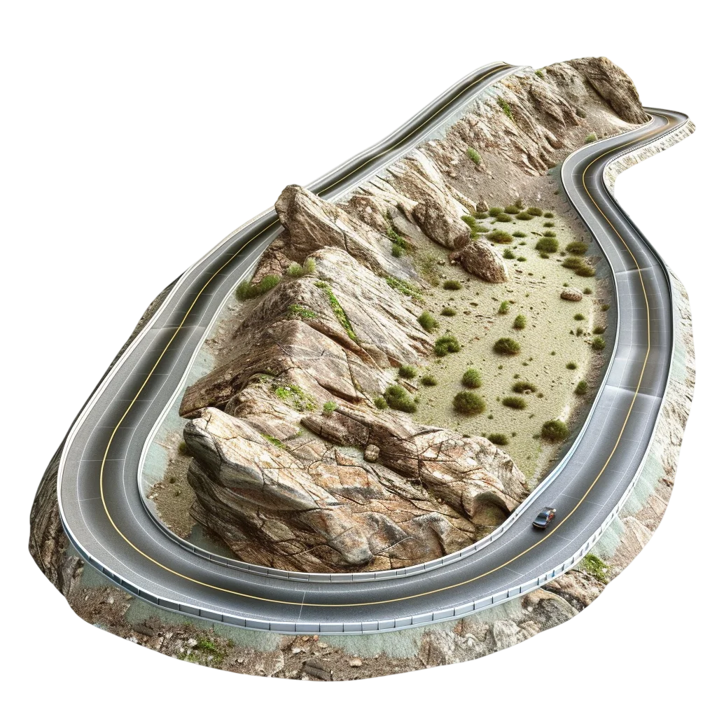 Curved Mountain Road Island Free PNG