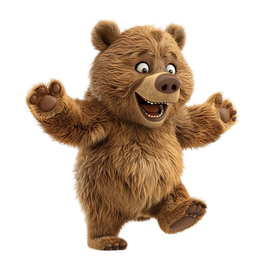 Cute Cartoon Dancing Bear Free PNG