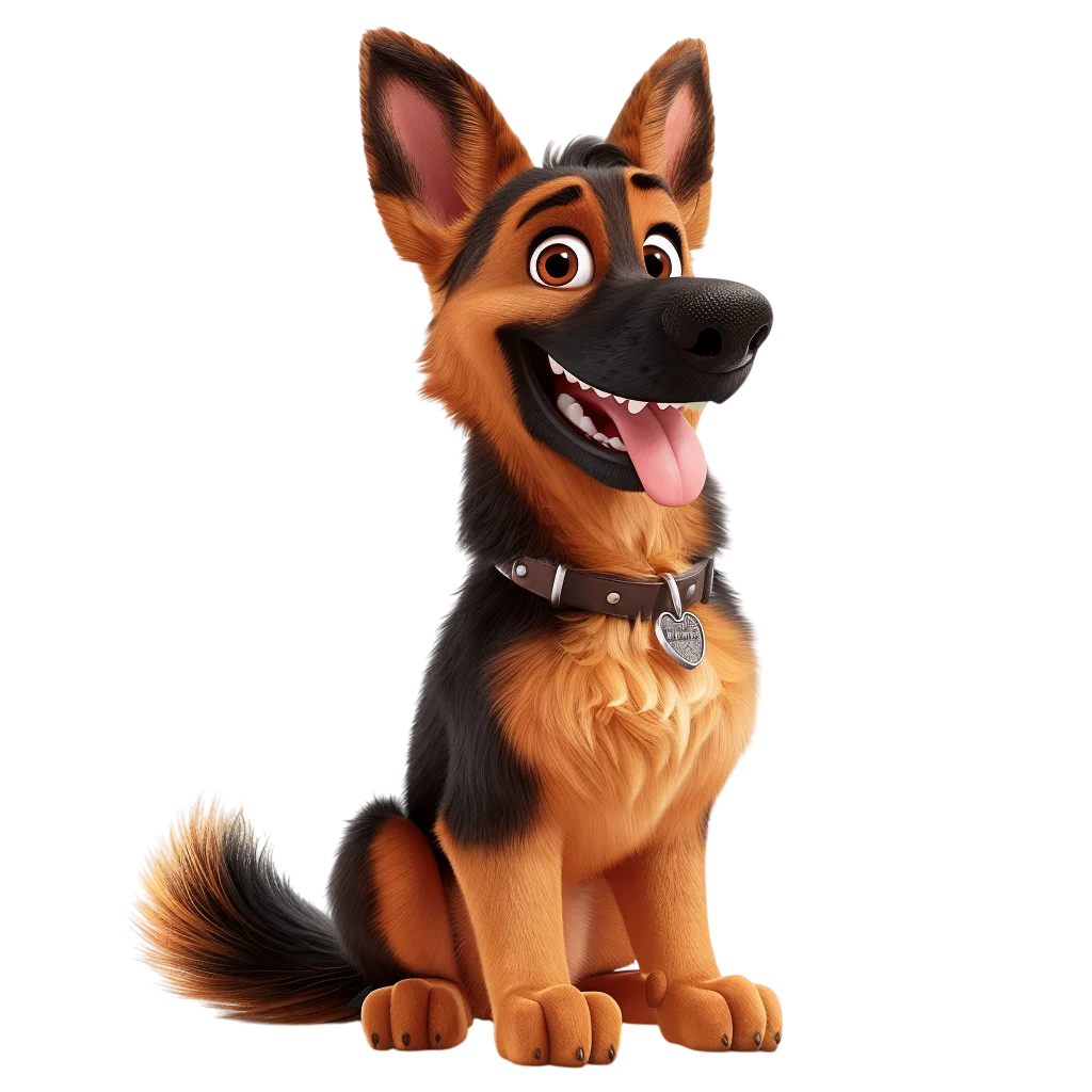 Cute Cartoon German Shepherd Free PNG