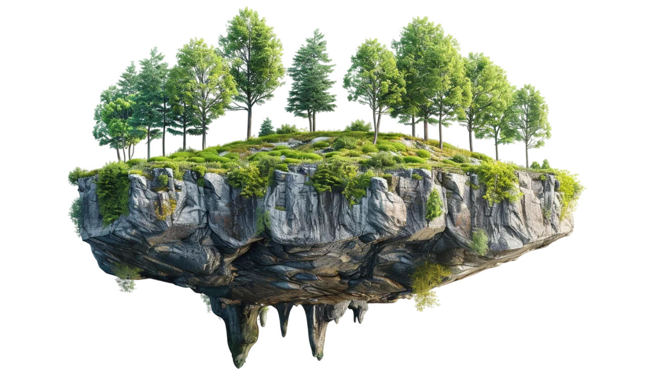 Floating Forest Island Landscape Free PNG