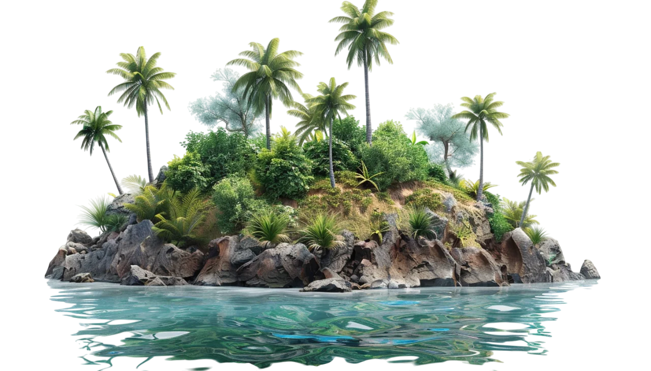 Tropical Beach Floating Island Free PNG