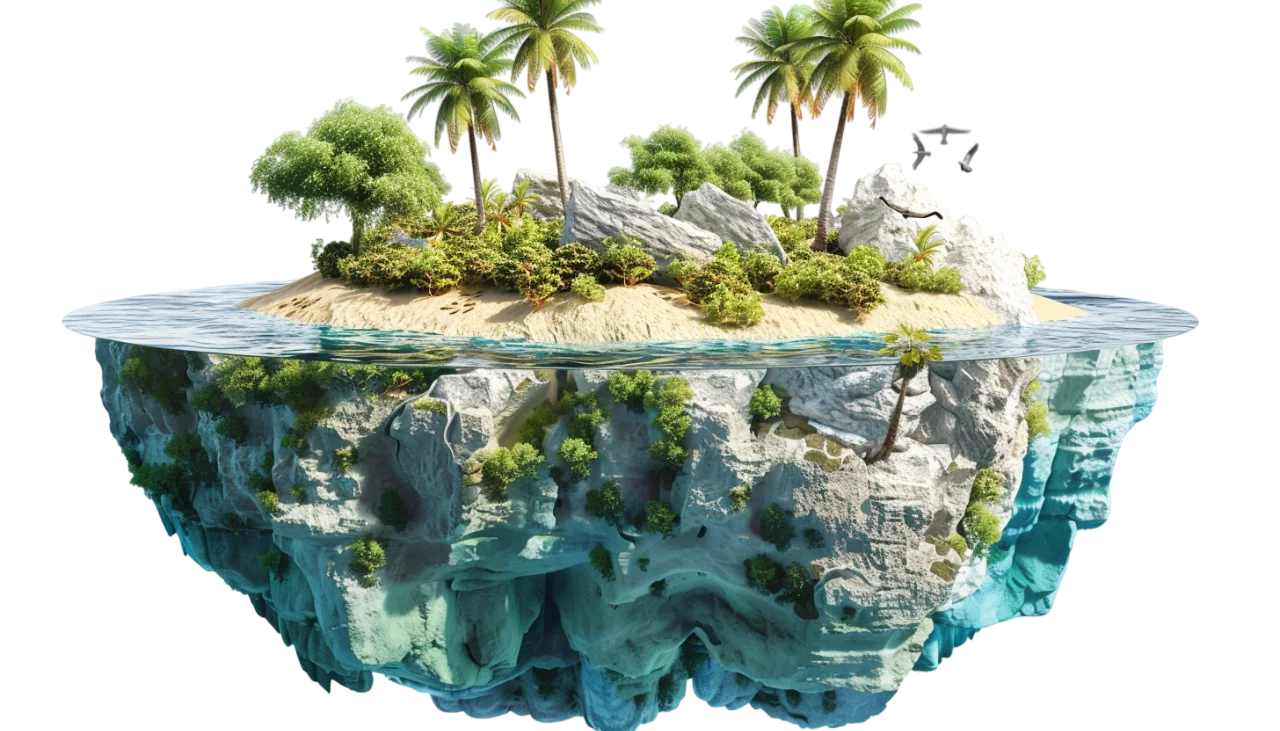 Tropical Beach Floating Island Free PNG