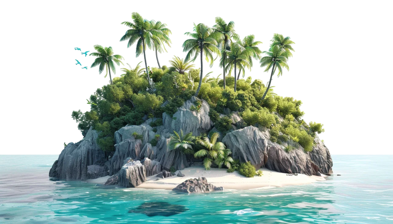 Tropical Beach Floating Island Free PNG