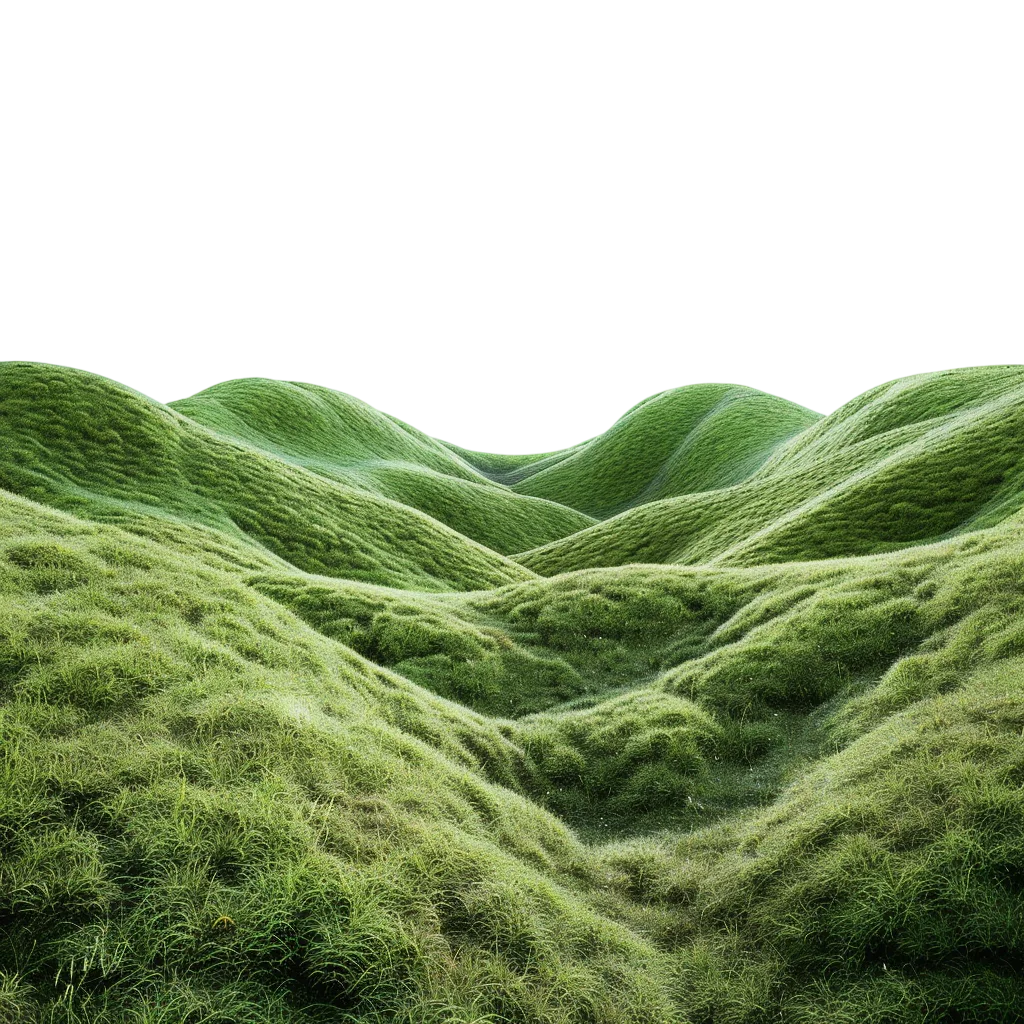 Green Mossy Rolling Hills Free PNG Asset