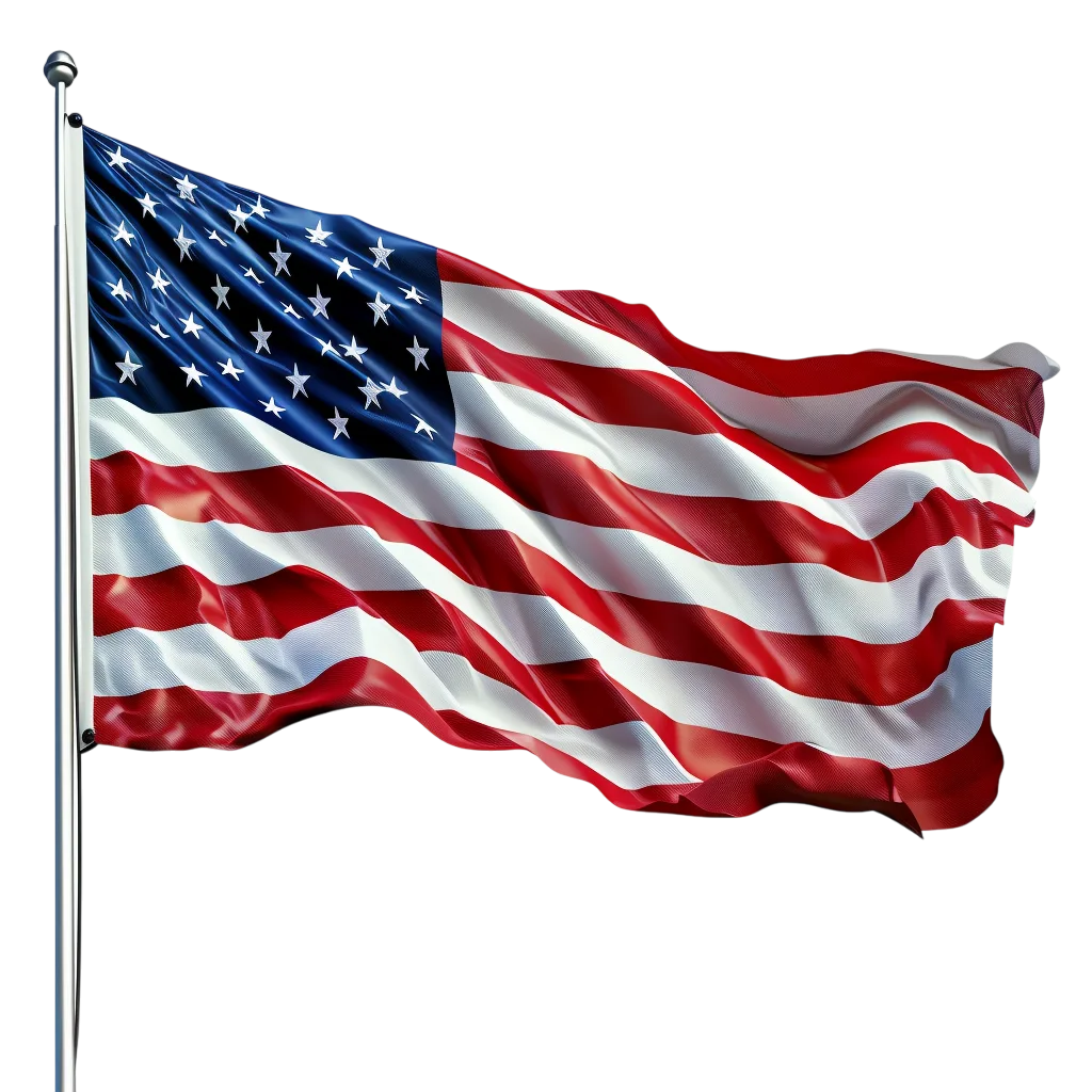 Waving American Flagpole Free PNG