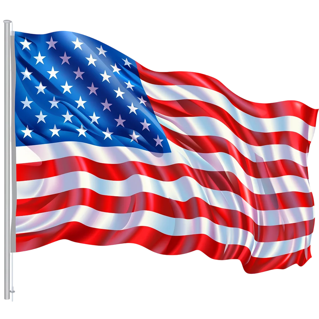 Waving American Flagpole Free PNG
