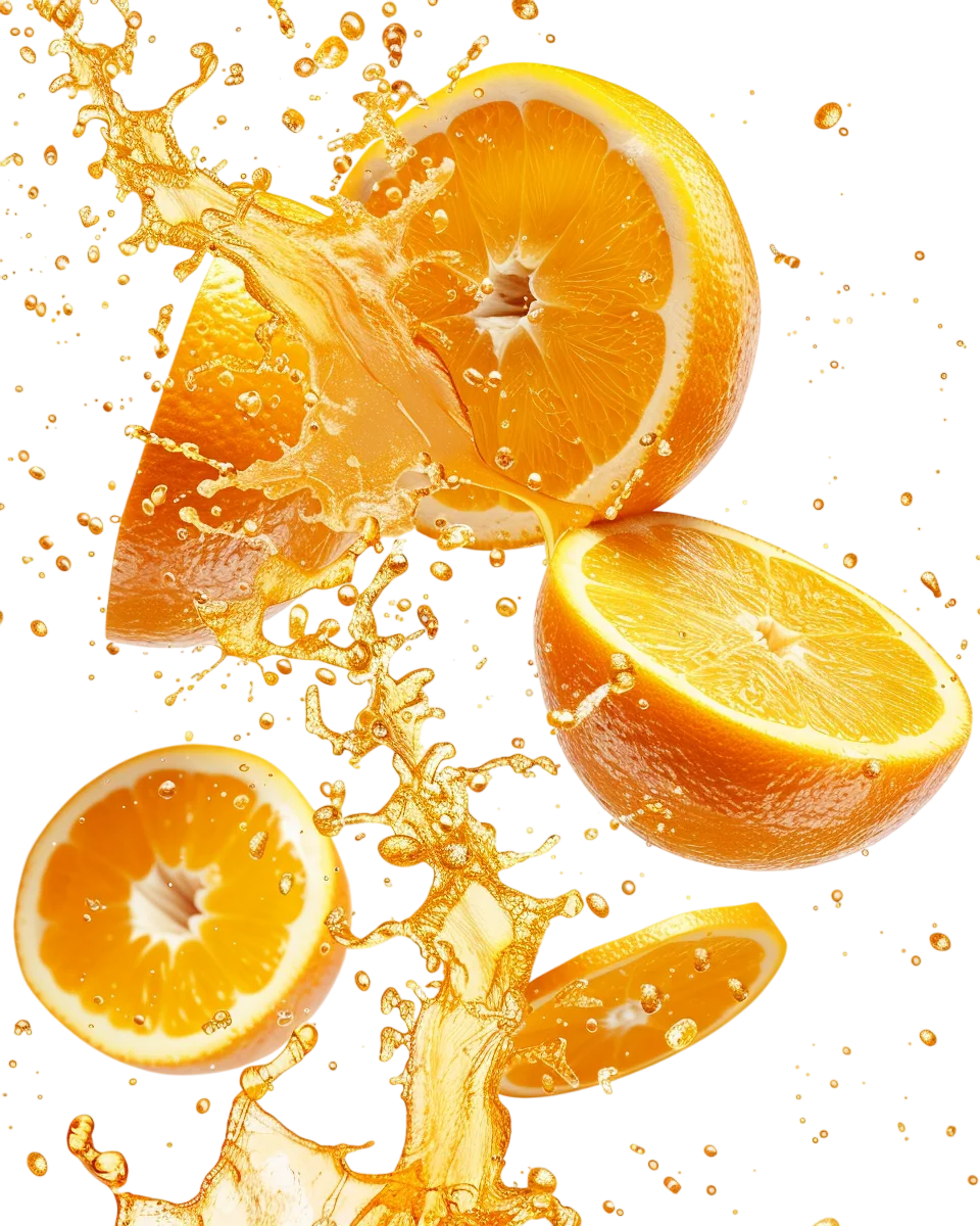 Fresh Orange Slices Splash Free PNG