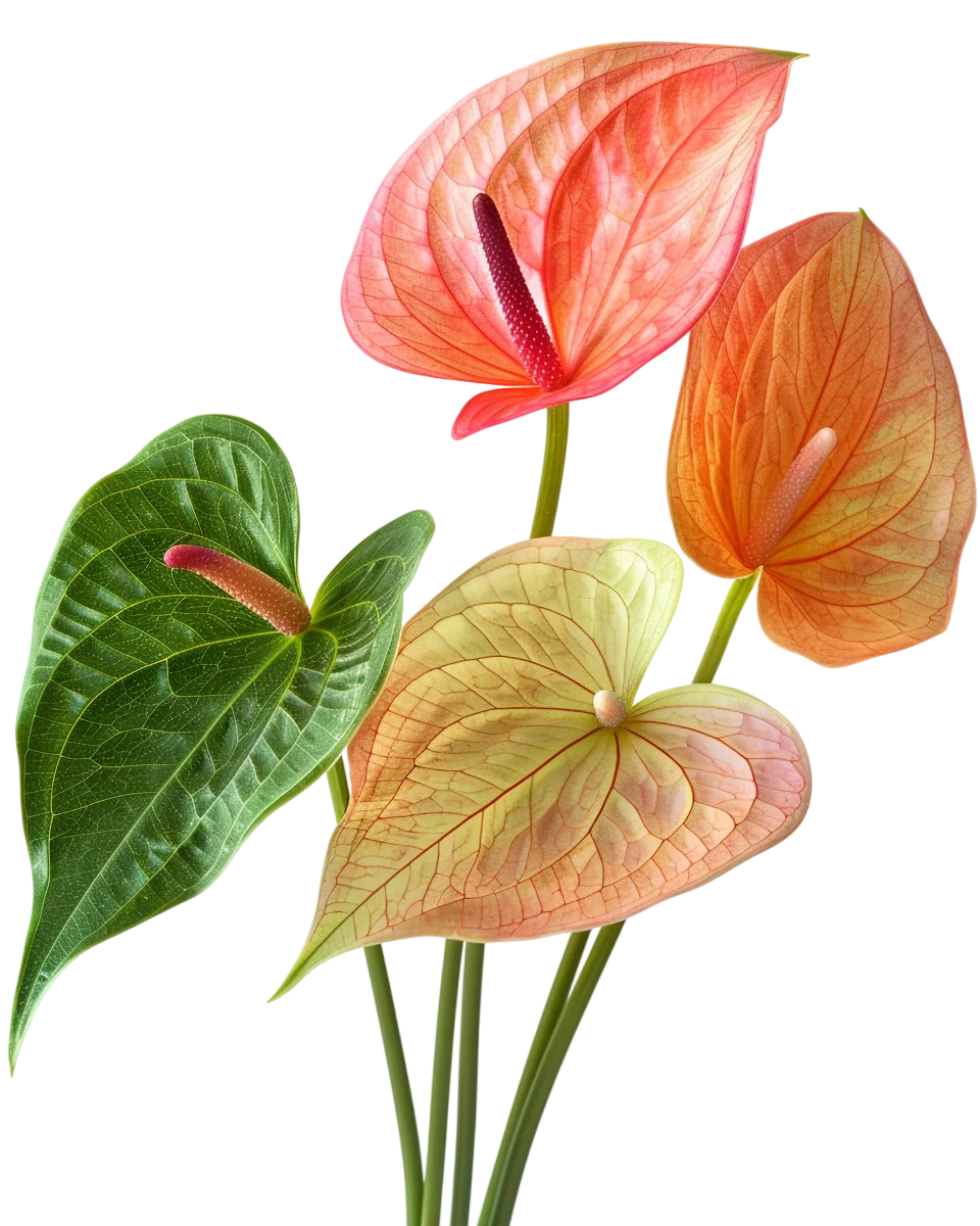 Anthurium Plant with Pink Flowers Free PNG Image