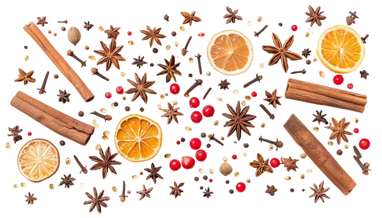 Dried Spices And Oranges Pattern Free PNG