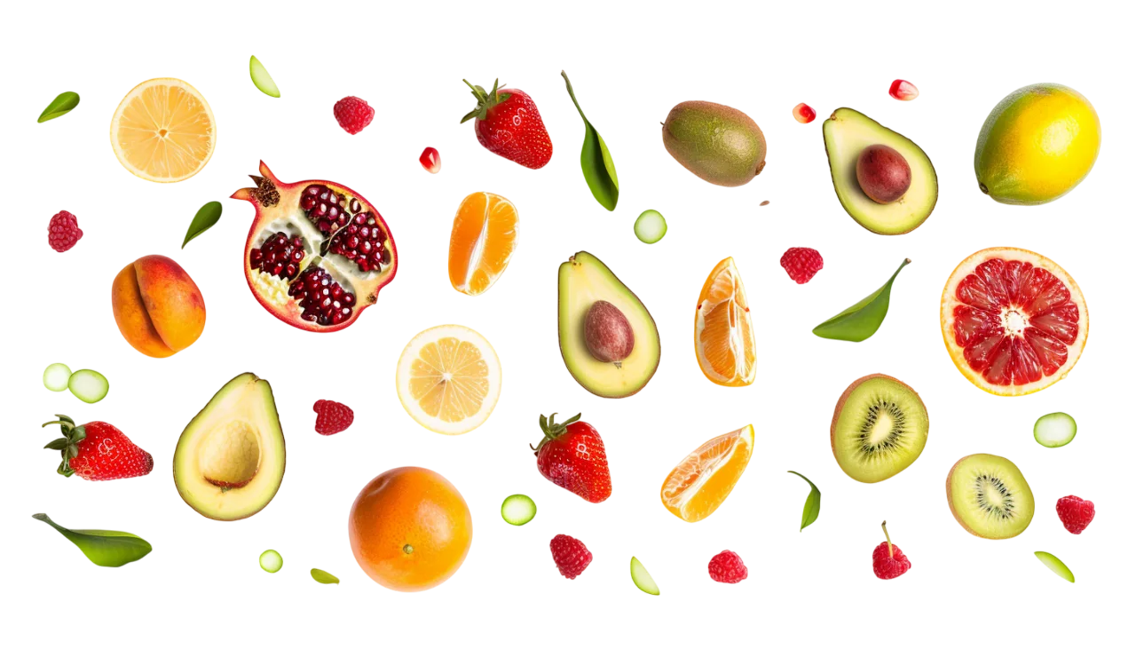Pomegranate and Mixed Fruit Pattern Free PNG Image