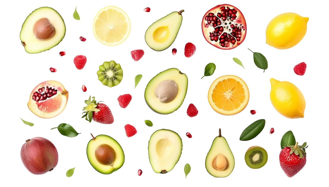 Avocado and Citrus Fruit Pattern Free PNG Image