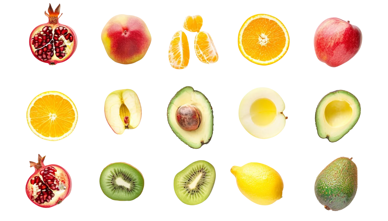 Sliced Citrus Fruits and Berries Free PNG Image