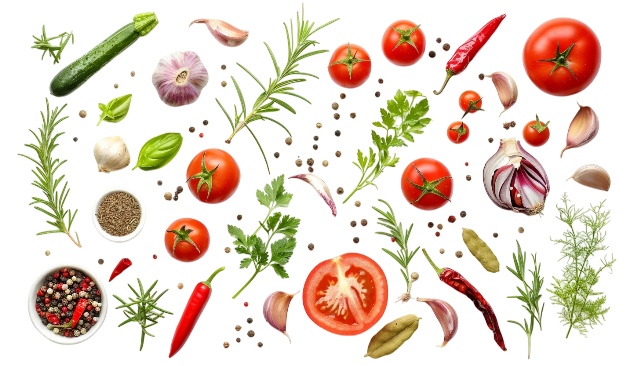 Food Ingredients and Spices Pattern Free PNG Image