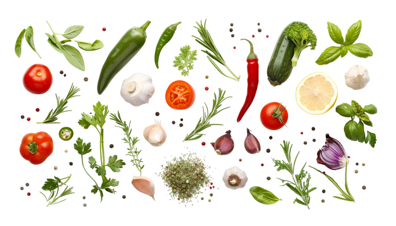 Cooking Ingredients and Spices Border Free PNG Image